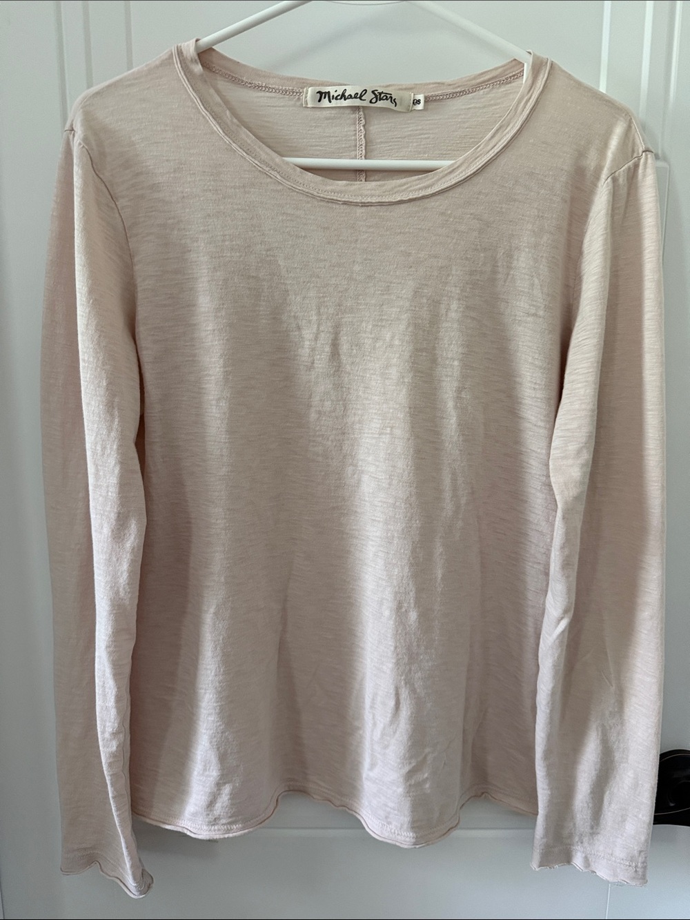 Michael Stars Long Sleeve Crewneck Tee in Soft Blush Pink